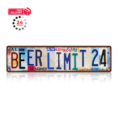 Vintage Beer Limit 24 Metal Tin Signs Wall Decor 16 x 4 inches, Mt-J-01