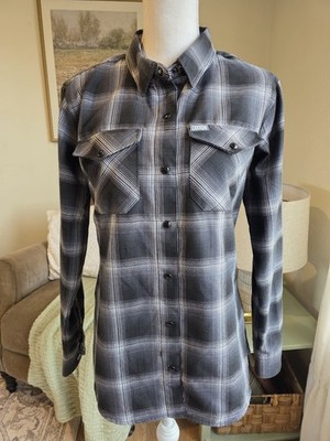 Dixxon Flannel  The Static  Women s Large Gray/Black Plaid Snap Long Sleeve