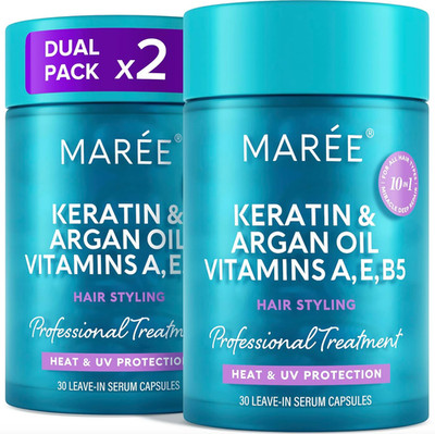 Hair Oil for Frizzy - Hair Vitamins Keratin Styling Capsules 2 PACK with Jojoba
