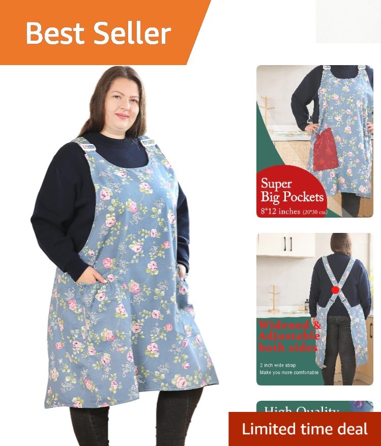 Elegante Delantal Floral Talla Grande para Mujer - Comodidad y Estilo en la Cocina