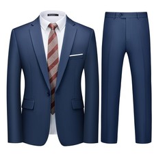 WULFUL Men's 2 Piece Slim Fit Suit Set One Button Blazer Jacket Pants Tuxedo ...