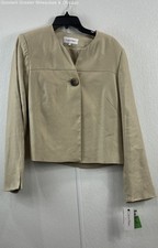 NWT Calvin Klein Women's Beige Khaki One Button Crop Blazer Size 10