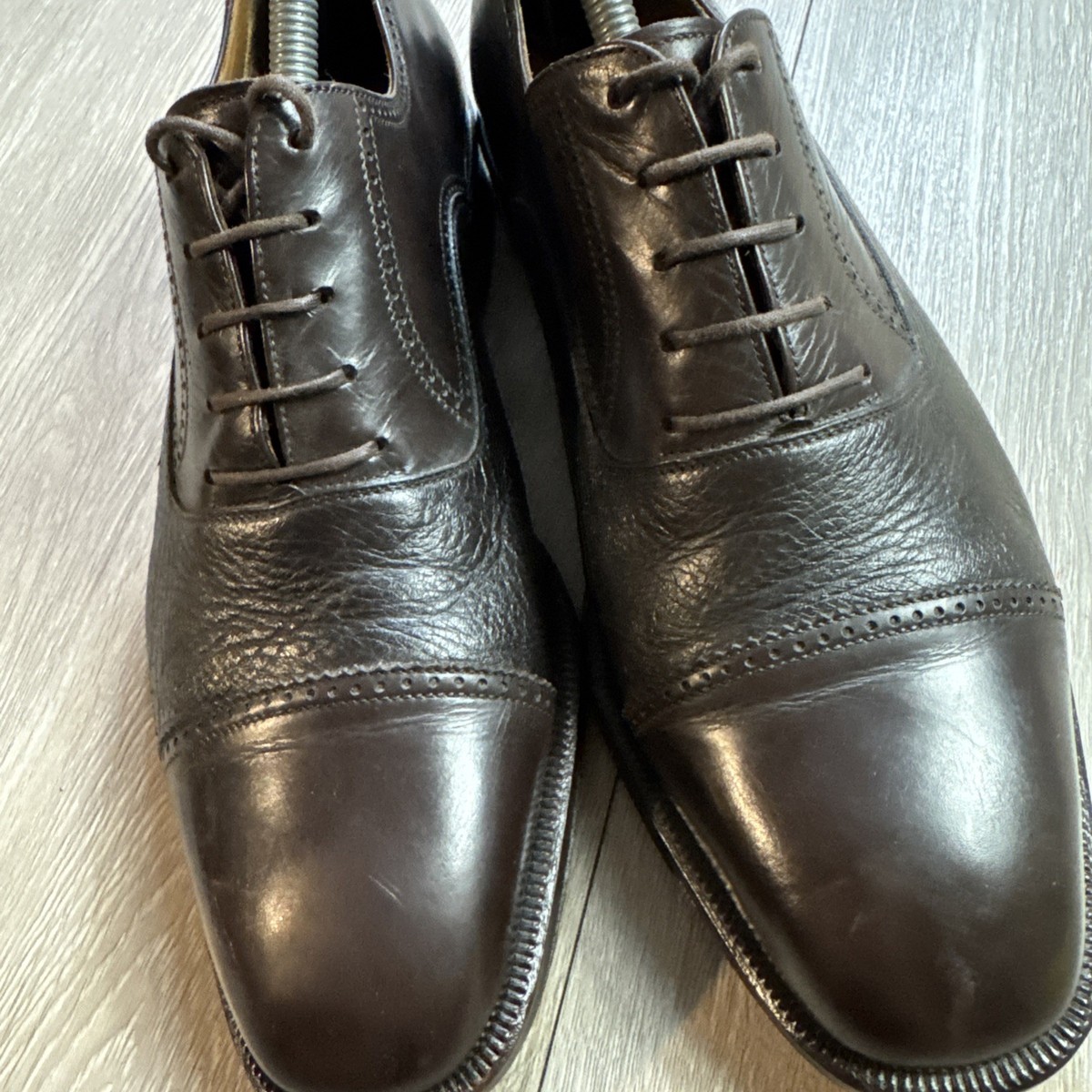 Magnanni Oxford Loafer Shoes Size 9M Brown Leather Cap‎ Toe Lace Up Pebbled Magnanni Oxford Loafer Shoes Size 9M Brown Leather Cap Toe  main image 3