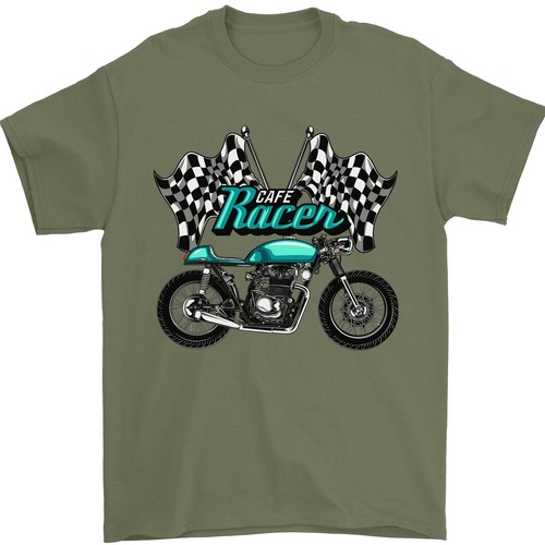 T-shirt Homme Motif Cafe Racer - Coton Gildan 5000 - Neuf Sans étiquettes