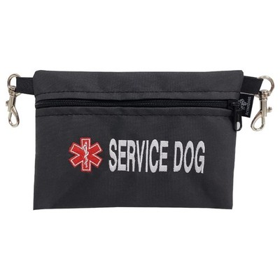 ActiveDogs Service Dog Bag with Zipper - 7'' x 5'' Clip-On Pouch with Embroider...