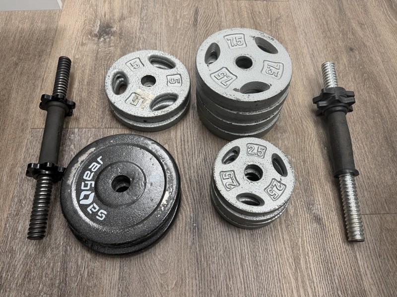 Dumbbell Plates Total 60lbs Set of 12 and two handles