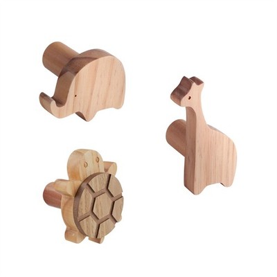 5er Pack Holz Tier Kleiderhaken - Nachhaltiger Wandhaken für Kinderzimmer Deko