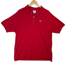 Lacoste Polo Shirt Red Mens Fits Size 6-US XL 100 Cotton Preppy READ