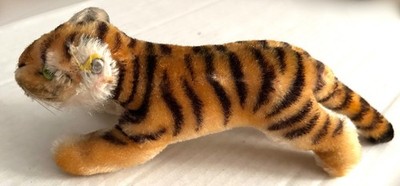 Steiff Leopard Mohair Plush 17cm 7in long biggest 1950s Vintage Metal Ear Button