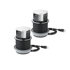 Link2Home 2 Pack Space Saver Pop Up Outlet with USB, 3 Power Outlets 15A, 2 U...