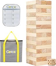 Giant Tumbling Tower Game 57Pcs Wooden Block Stacking Game Over 4.2FT Classic