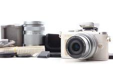  N MINT Olympus PEN E-PL8 White 14-42mm 40-150mm Lens Flash Tested From JAPAN
