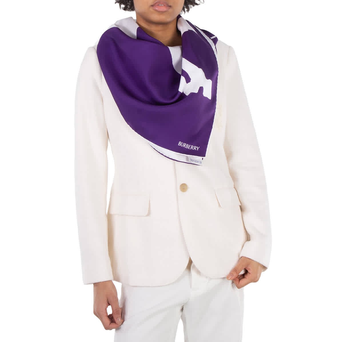 Шелковый шарф с разрезом в виде лошади с логотипом Burberry 51790₽