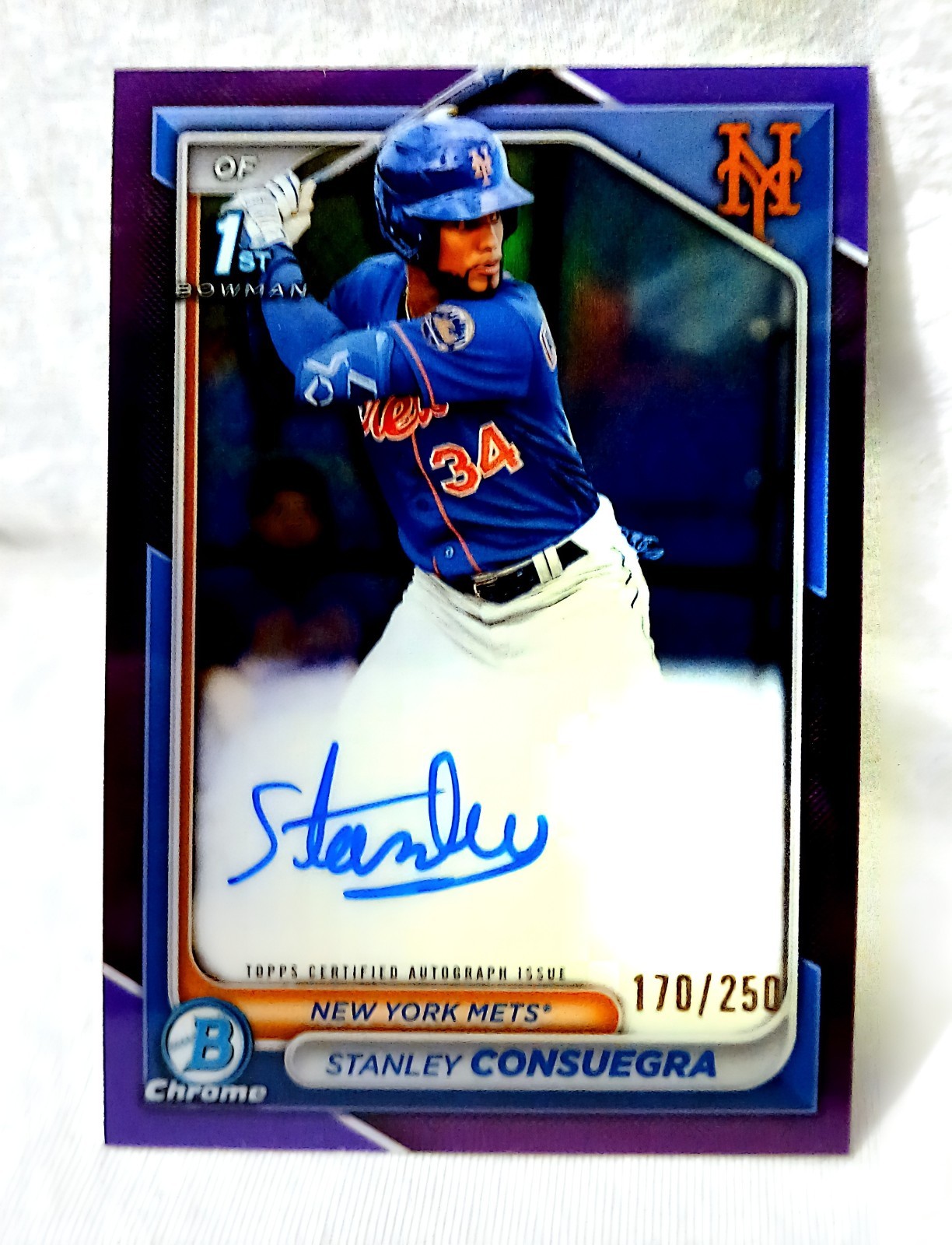 2024 Bowman Chrome Purple Autograph #CPA-SC Stanley Consuegra Auto /250 1st Mets