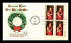CHRISTMAS MADONNA AND CHILD BY MEMLING FDC PLATE BLOCK FLEETWOOD US COVER