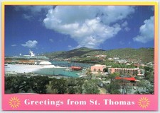 Greetings from St. Thomas USVI Cruise Ship Harbor Postcard John Hinde Curteich