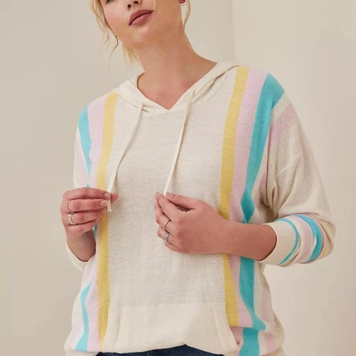 OFF WHITE Torrid maglione felpa con cappuccio maglia pullover cotone leggero costa spiaggia grande