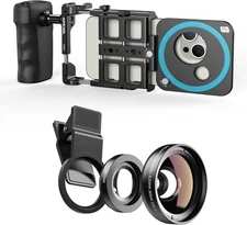 140 Wide Angle Lens 12.5X Macro Lens with Universal Phone Rig Video Kit
