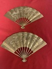 Vintage Mid Century Solid Brass Phoenix Bird Fan Wall Decor 7x11" Set of 2 Fans — photo 1