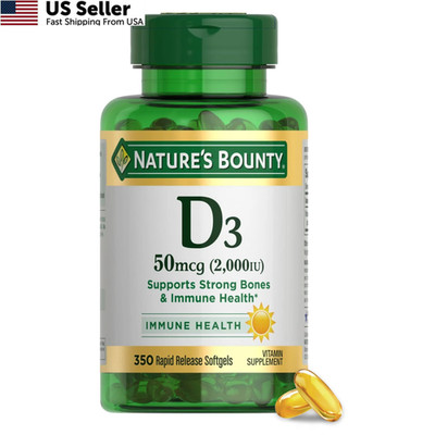 Nature's Bounty Vitamin D3 2000 IU 350 Softgels Immune Bone Calcium Support Heal