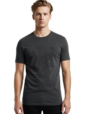 Black-Algae-Illustration Mens Graphic Tee, 100% Cotton, Casual Summer Wear