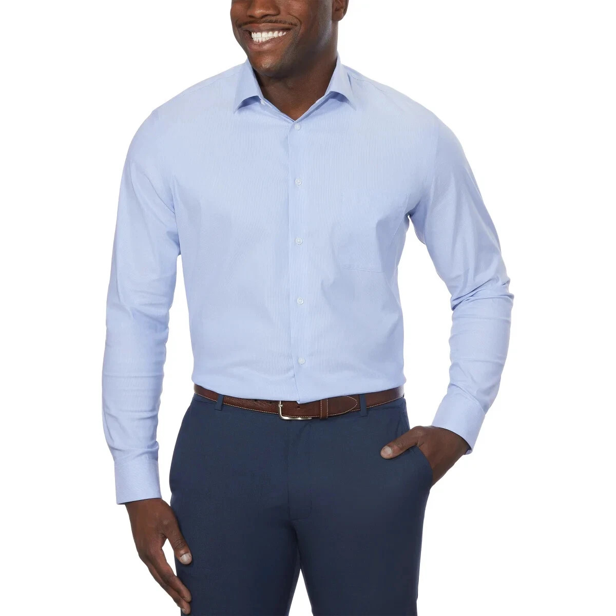 Calvin Klein Men’s Wrinkle Free Dress Shirt Light Blue Size L 16-16.5/34-35