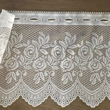 Cottagecore Lace Scalloped Edge Valance Roses Warm White 12x72