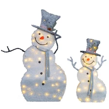 2-Piece Snowman Christmas Outdoor Decoration, 80 LED Lighted Christmas Holiday