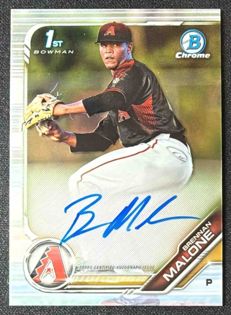 2019 Bowman Draft Brennan Malone Chrome Auto Diamondbacks