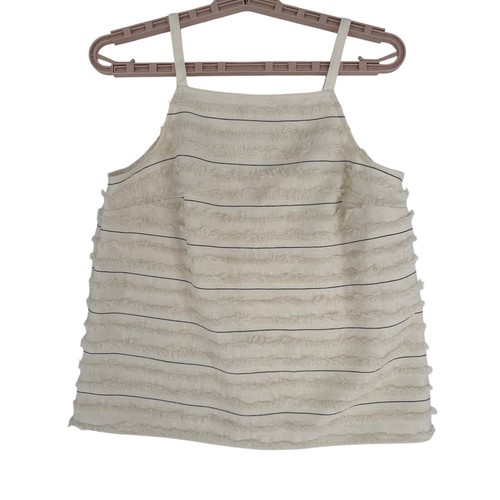 Anthropologie Maeve Quinn fringe sleeveless tank top beige size 4