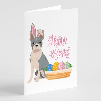 Caroline's Treasures Blue Boston Terrier Easter Greeting Cards Pack of 8
