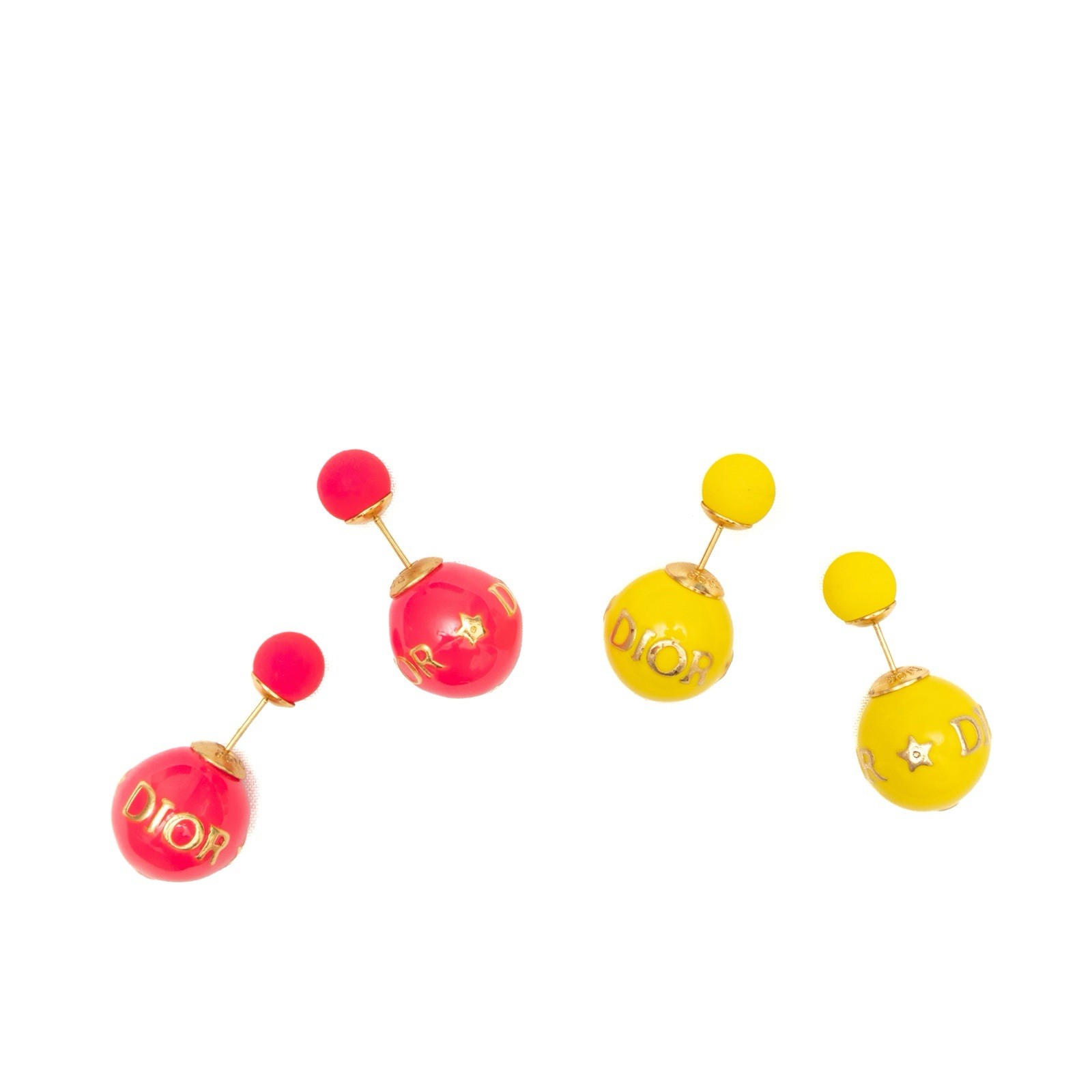 Dior Mise En Dior Tribal Star Earrings Set in Yellow and Pink