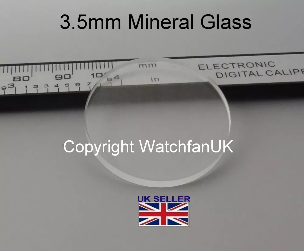 Watch Glass Mineral Crystal Lens Flat Round 3.5mm thick range 25mm to 50mm
