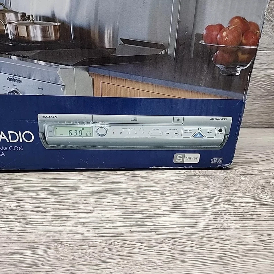 Sony ICF-CD543RM Kitchen CD Clock Radio Weather Under Cabinet Silver NEW IN BOX - Image 3 of 4