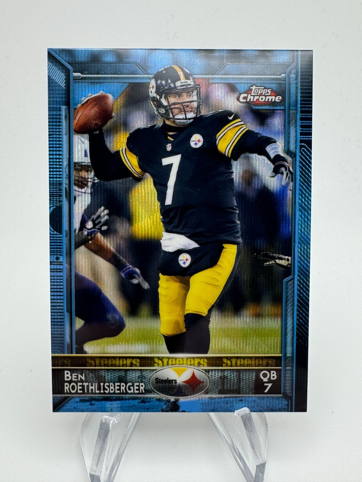 2015 Topps Chrome Football BEN ROETHLISBERGER Blue Wave Refractor #30 Steelers