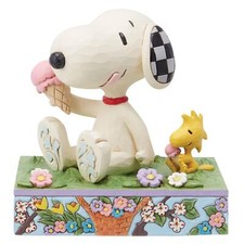 Jim Shore Peanuts Snoopy  Woodstock Eating Ice Cream Figurine 6014349