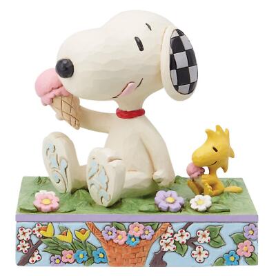 Jim Shore Peanuts Snoopy & Woodstock Eating Ice Cream Figurine 6014349