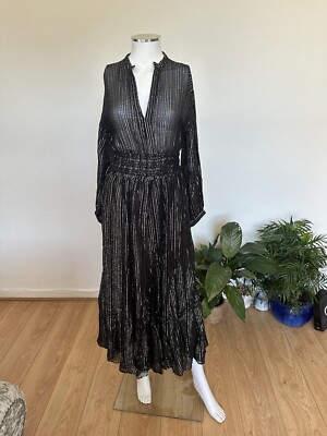 ZARA WOMAN LONG SLEEVES V-NECK METALLIC STRIPE