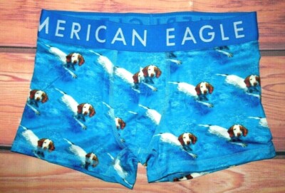 MENS AMERICAN EAGLE FLEX TRUNK SHORTER LENGTH BLUE BOXER BRIEF SIZE XS (26/28)