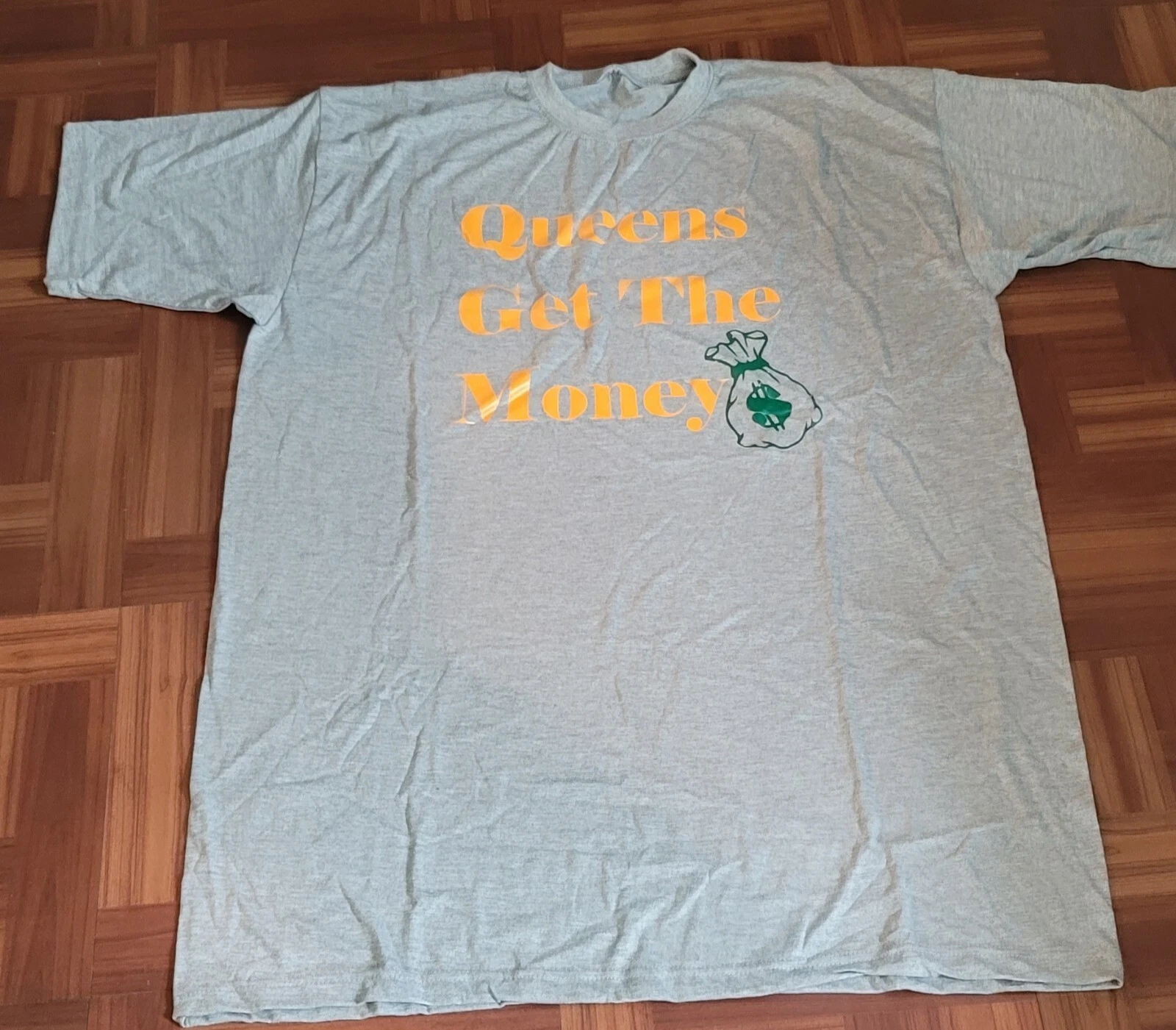 Queens Shirts Unisex QUEENS GET THE MONEY SHIRT NEW Grey/Orange Size 4X