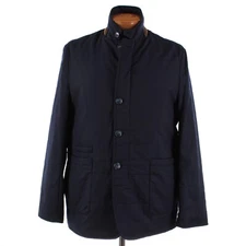 Zanella NWT Vitale Barberis Canonico Wool Car Coat w/ Suede Size L US In Navy