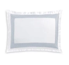 Hudson Park Embroidered Geo 500 TC King Sham White / Blue New