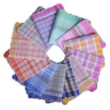 12PCS Ladies Cotton Handkerchiefs Hankies Pocket Hanky White Checked Gift UK