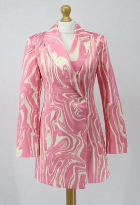 ROTATE SHANNON DAMEN BLAZER KLEID ZEBRA EU 36 UK 8 ROSA WEISS UVP 430  EG