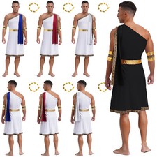 Men's Dresses Trim Toga With Headwear Senator Robe God Dress Up Theme Outwear