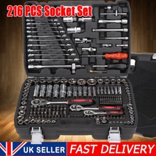 46-216PCS Ratchet Socket and Bit Set 1/2 1/4 3/8 Car Repair Wrench Tools Toolbox