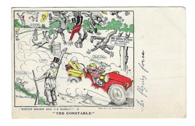c1905 Humor Postcard ''Buster Brown & His Bubble'' #9 The Constable R.F. Outcault