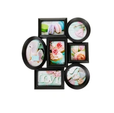 Viatek CUBEE Collage Photo Frame BLACK Holds 7 photos 17" x 15.5" plastic