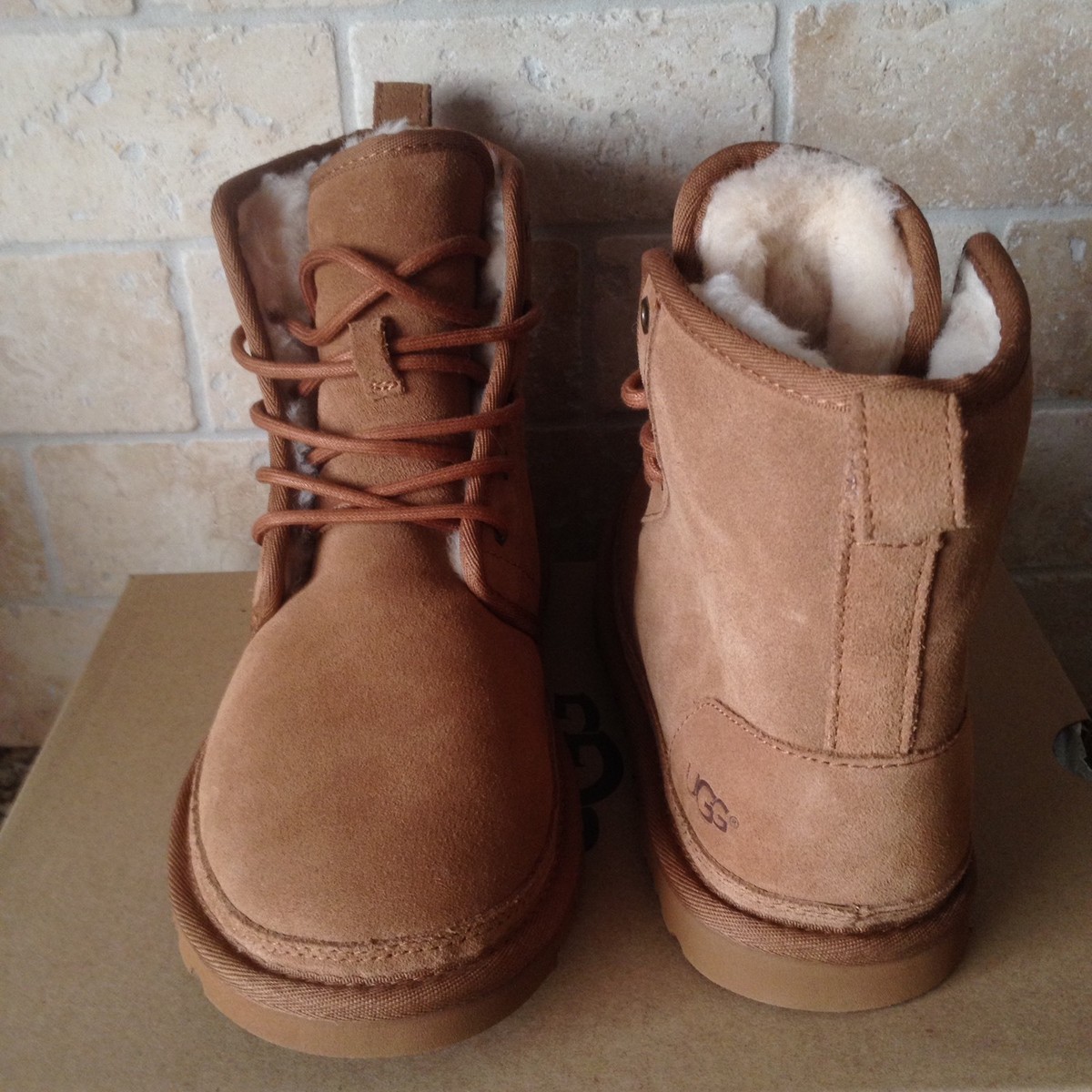 UGG Harkley Chestnut Suede Sheepskin Chukka Boots Shoes Size 