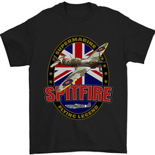 T-Shirt Da Uomo Supermarine Spitfire Flying Legend 100% Cotone